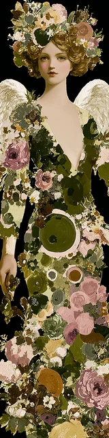 Free angel bookmark featuring grass colored dress angel